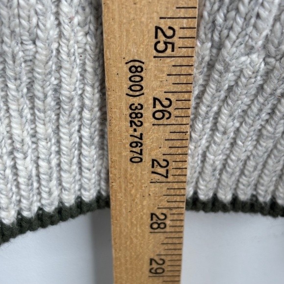 VTG Eddie Bauer Cable Knit Sweater M Oatmeal V Neck Chunky Cotton Tennis Cottage - Picture 7 of 10